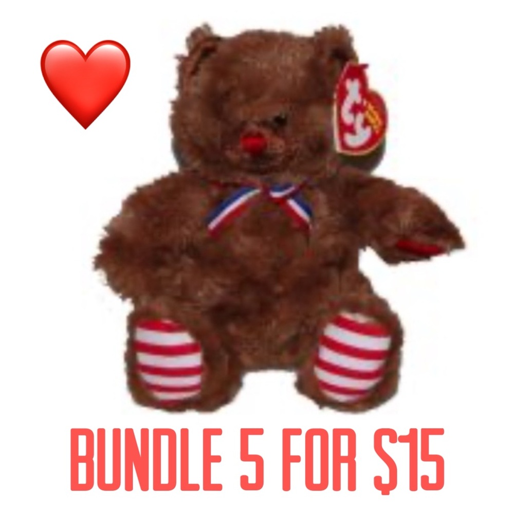 ❤️Bundle 5 for $15❤️ 2007 Uncle Sam the Bear Beanie Baby (Red Nose)
